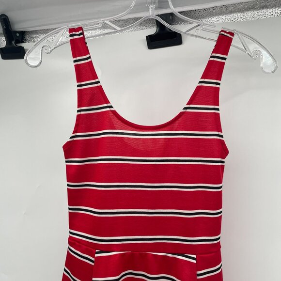 H&M Womens Striped Mini A-Line Dress Sleeveless Red/Multi Size 2 - Picture 2 of 9